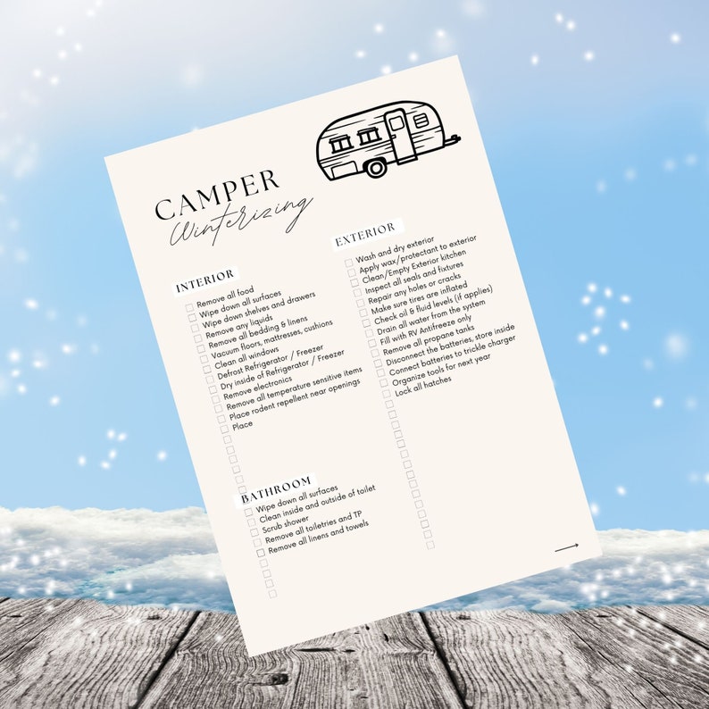 Complete RV Winterizing Checklist Downloadable PDF (Instant Download