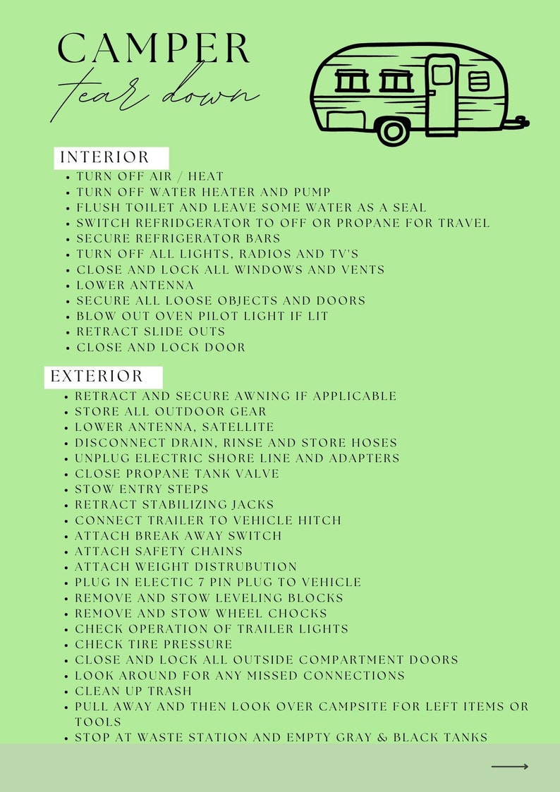 Complete Rv Camper Printable Checklist Set Packing List Etsy Complete Rv Camper Printable Checklist Set Packing List Etsy