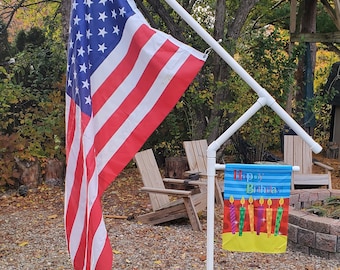 Custom Made Outdoor RV Portable PVC Campground Flag Pole with optional Garden Flag extension