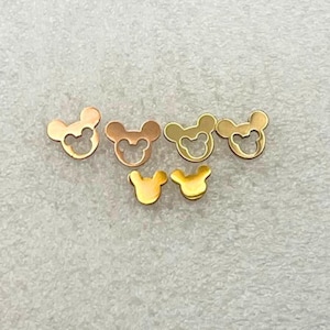 Minimalist Mickey Mouse Stud Earrings | Disney-Inspired Jewelry | Cute Hypoallergenic Stainless Steel Gift for Disney Lovers Rose Gold, Gold