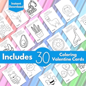 printable coloring valentines cards with 30 fun designs - printable valentines day cards to color - printable valentine cards for kids class