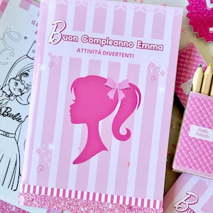 Set Barbie coloring book for kids, Barbie party favors, barbie activity book, personalized barbie gifts, kids party supplies, gift for girls