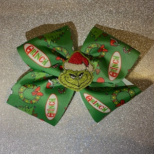 Green Grinch Hair Bow