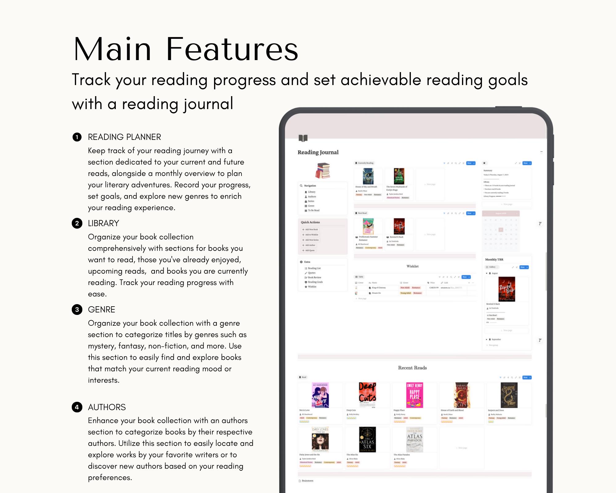 Notion Reading Notes Reading Journal Notion Template, Notion Dashboard for Books, Book ...