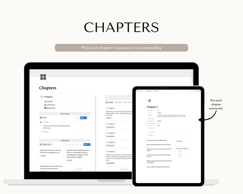 Planificador de novelas Notion, plantilla para escribir libros (descarga digital) imagen 5