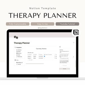 Notionセラピープランナー：デジタルクライアントトラッカーとセッションノート（デジタルダウンロード）