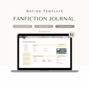 Plantilla de diario de fanfiction de Notion, registro de lectura, registro de libros, planificador de Notion, registro de lectura, seguimiento de libros, plantillas de Notion, lectura digital