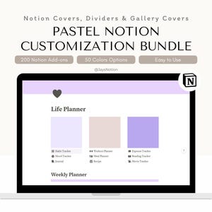 Pastel Notion Customization Bundle, Covers, Gallery Covers, Dividers & Widgets, Aesthetic Digital Decor for Simple Notion Setup