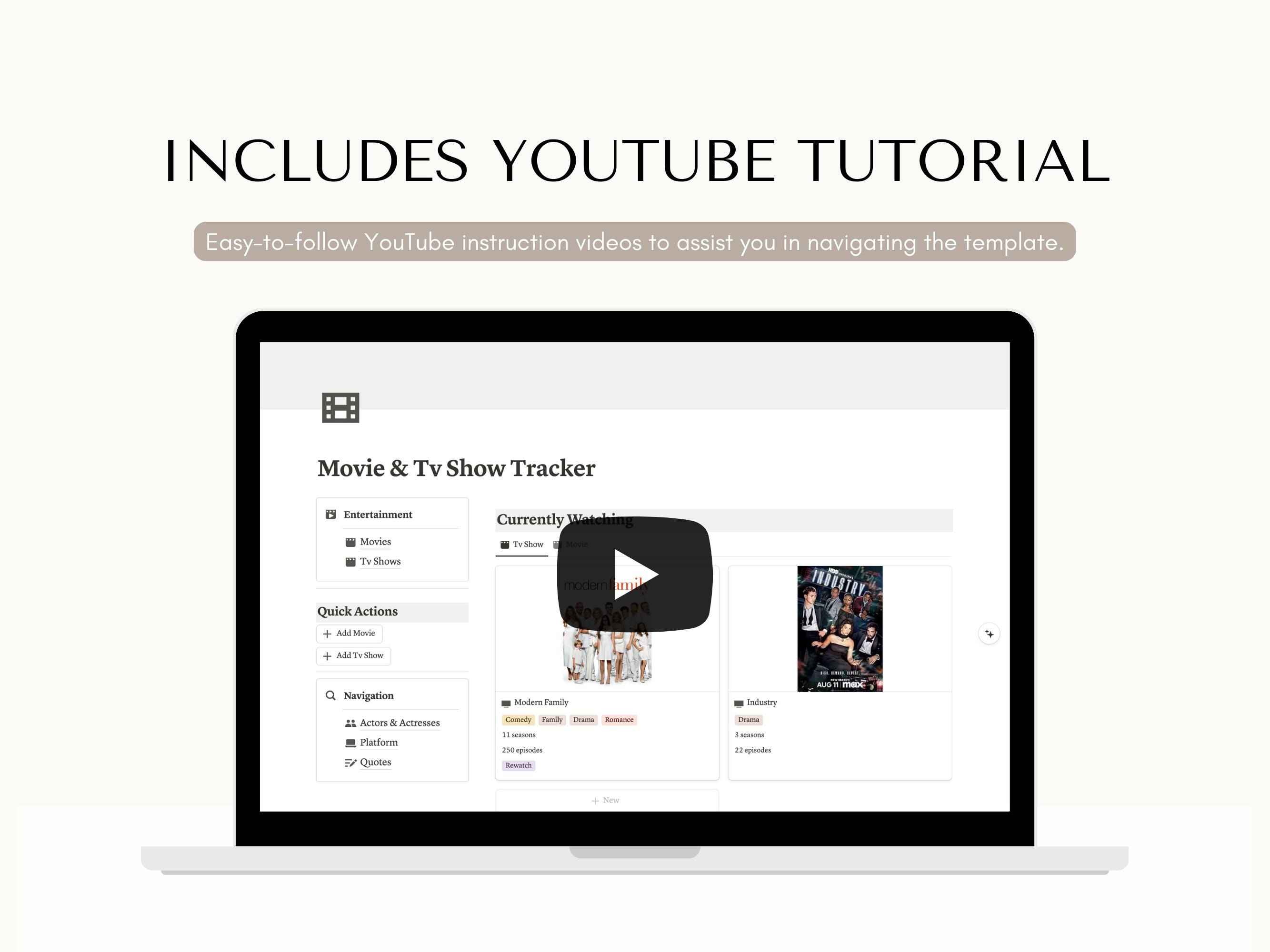 Notion Movie & TV Show Tracker Template: Digital Watchlist - Etsy