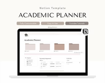 Notion Academic Planner Template, Digital Student Organizer for Classes, Assignments, Study Schedule & Semester Overview