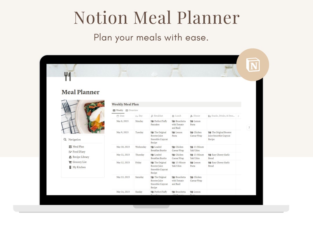 Notion Meal Plan Template, Notion Digital Nutrition, Notion Recipe Book Notion Meal Plan Template, Notion Digital Nutrition, Notion Recipe Book