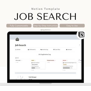 Notion Job Search Tracker Template, Digital Job Application Organizer, Resume and Interview Planner for Career Seekers
