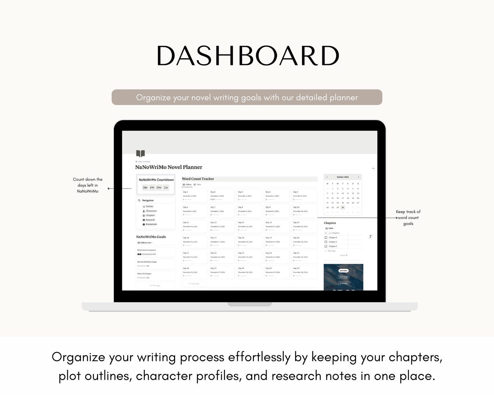 Notion Template Nanowrimo Novel Planner for Writers, Creative Writing ...