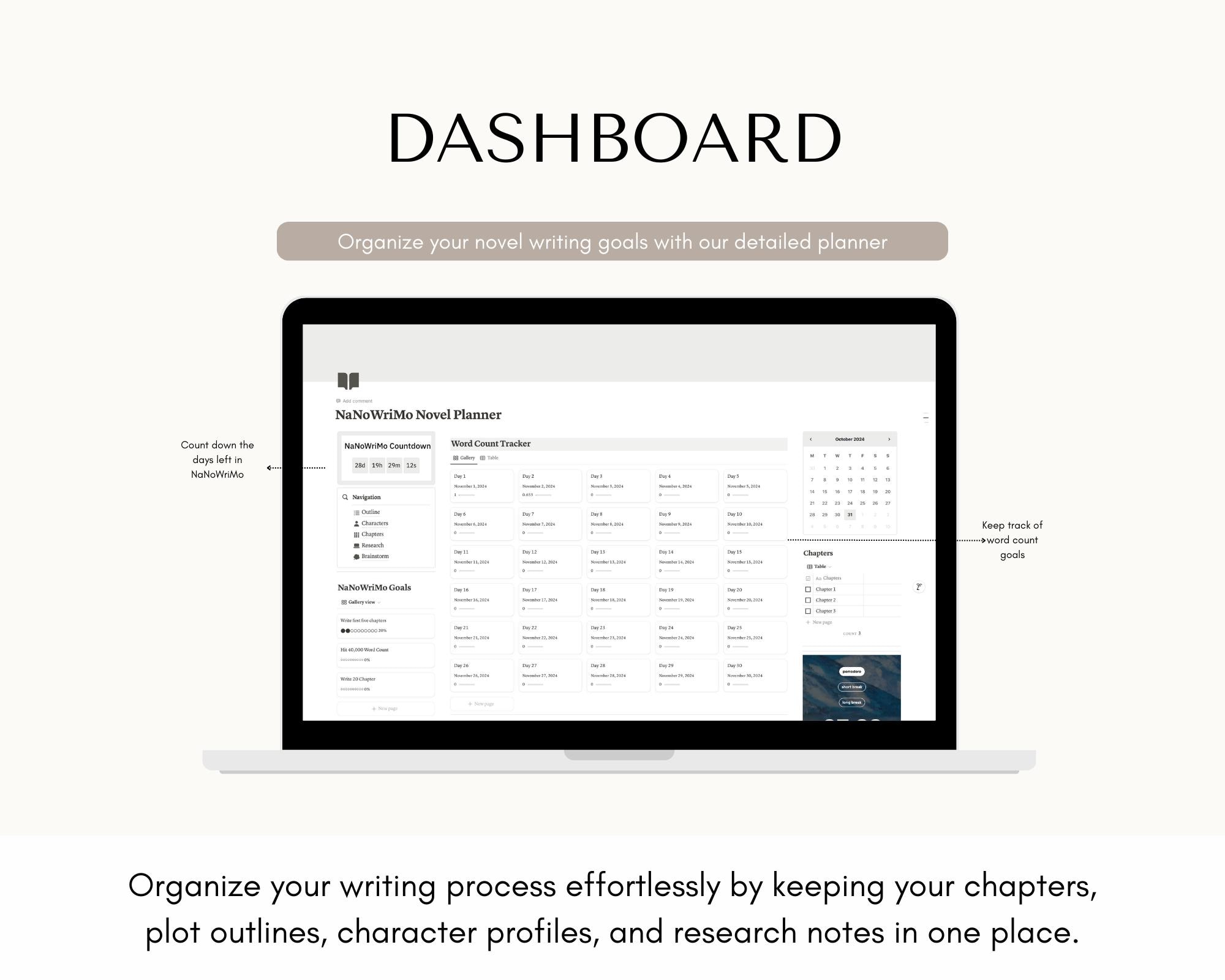 Notion Template Nanowrimo Novel Planner for Writers, Creative Writing ...