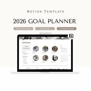 Notion 2026 Goal Planner, Digital Life Planner, Goal Setting, Productivity & Habit Tracker