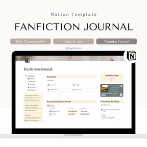 Notion Fanfiction Journal Template, Digital Reading Log, Writing Tracker, Story Ideas, Characters, and Fandom Notes Organizer