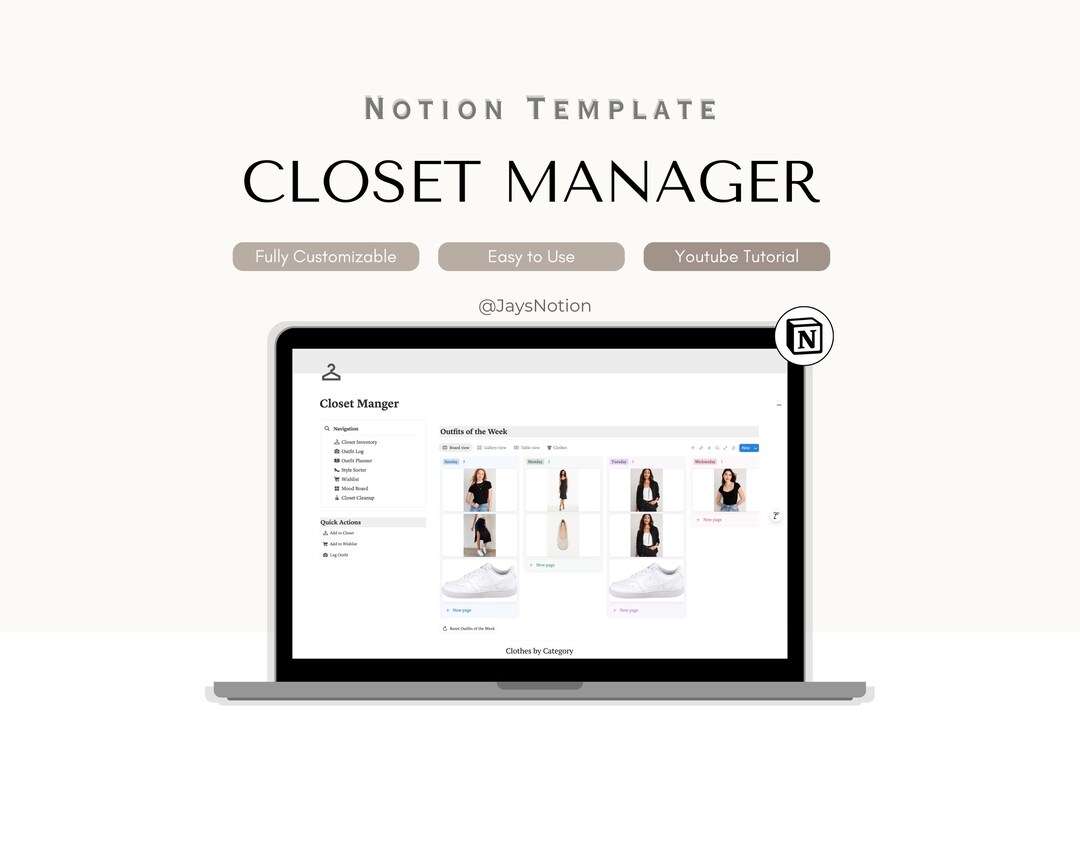 Notion Closet Manager Template, Outfit Planner (digital Download) - Etsy