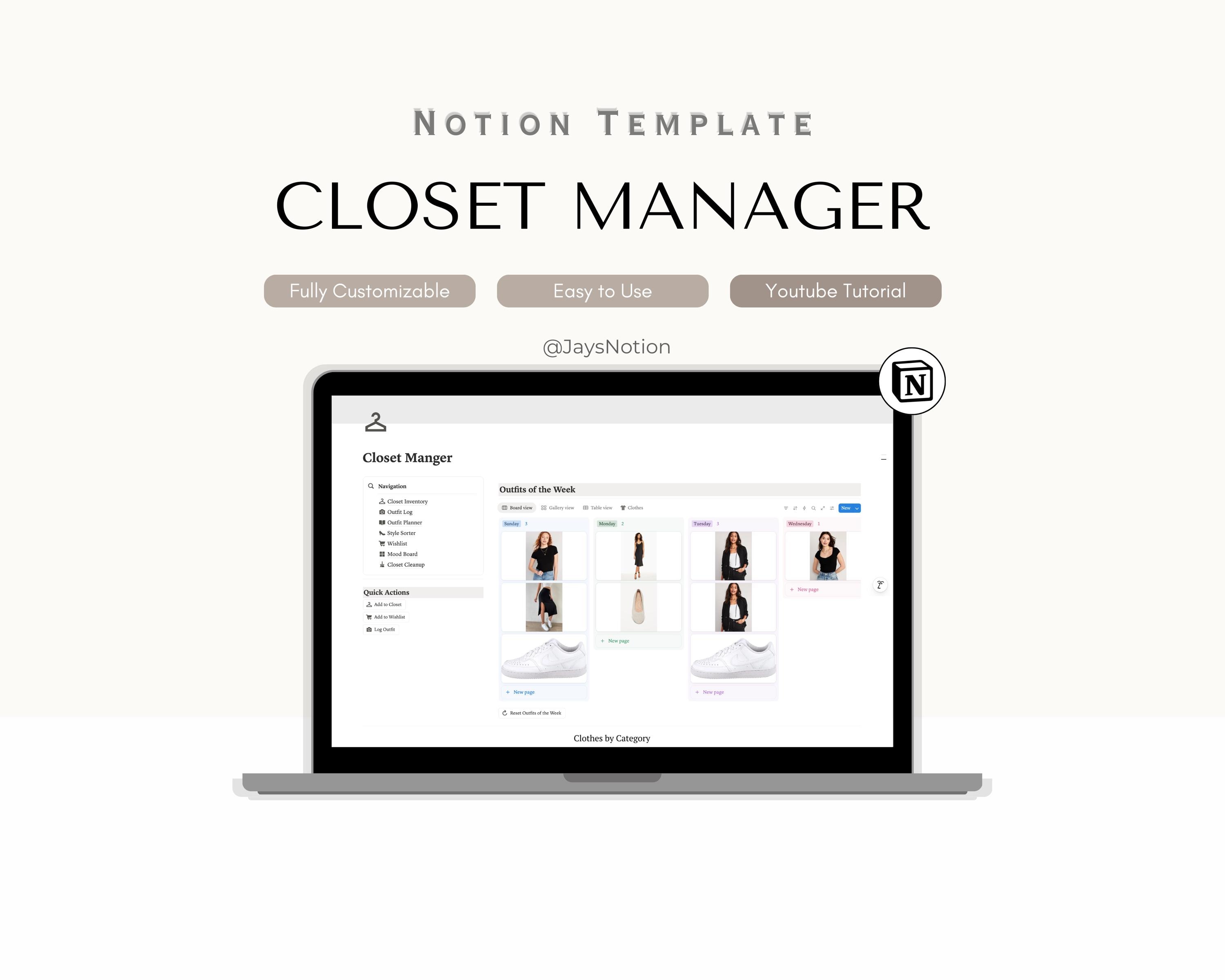 Notion Closet Manager Template, Outfit Planner (digital Download) - Etsy