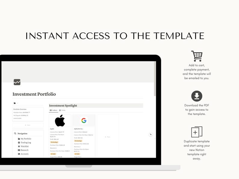 Notion Investment Tracker Template, Digital Portfolio Organizer, Stock ...