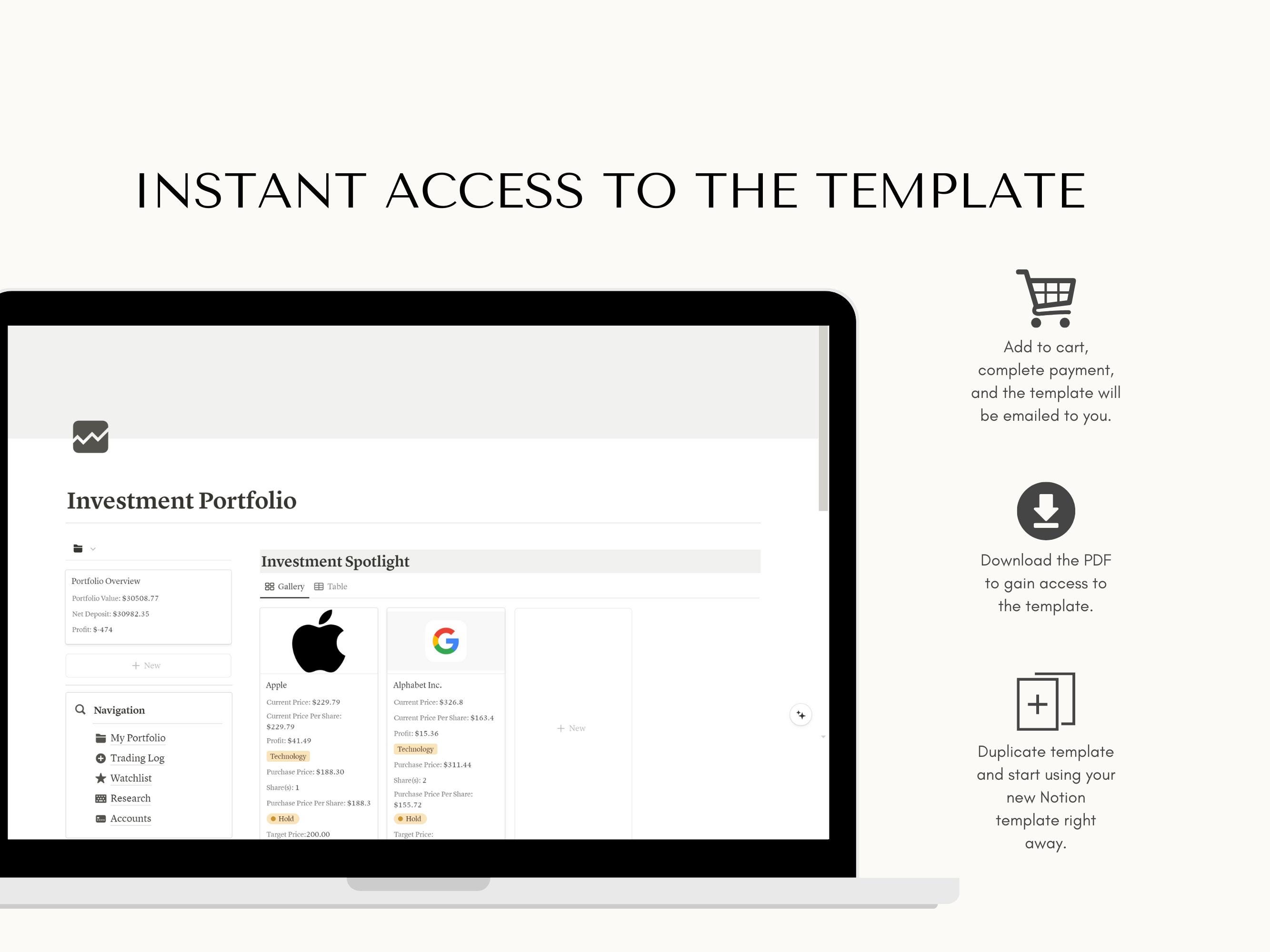 Notion Investment Tracker Template, Digital Portfolio Organizer, Stock ...