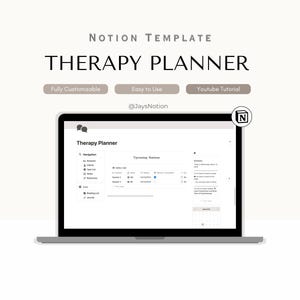 Notion Therapy Planner: Digital Client Tracker, Session Notes & Practice Organizer