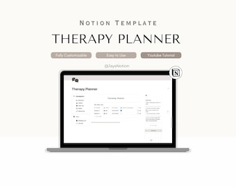 Planificador de terapia Notion: Seguimiento digital de clientes, notas de sesión y organizador de prácticas