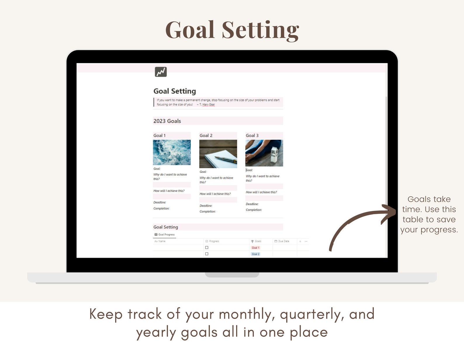 Notion 2023 Goal Planner Template Allinone Notion Template Goal