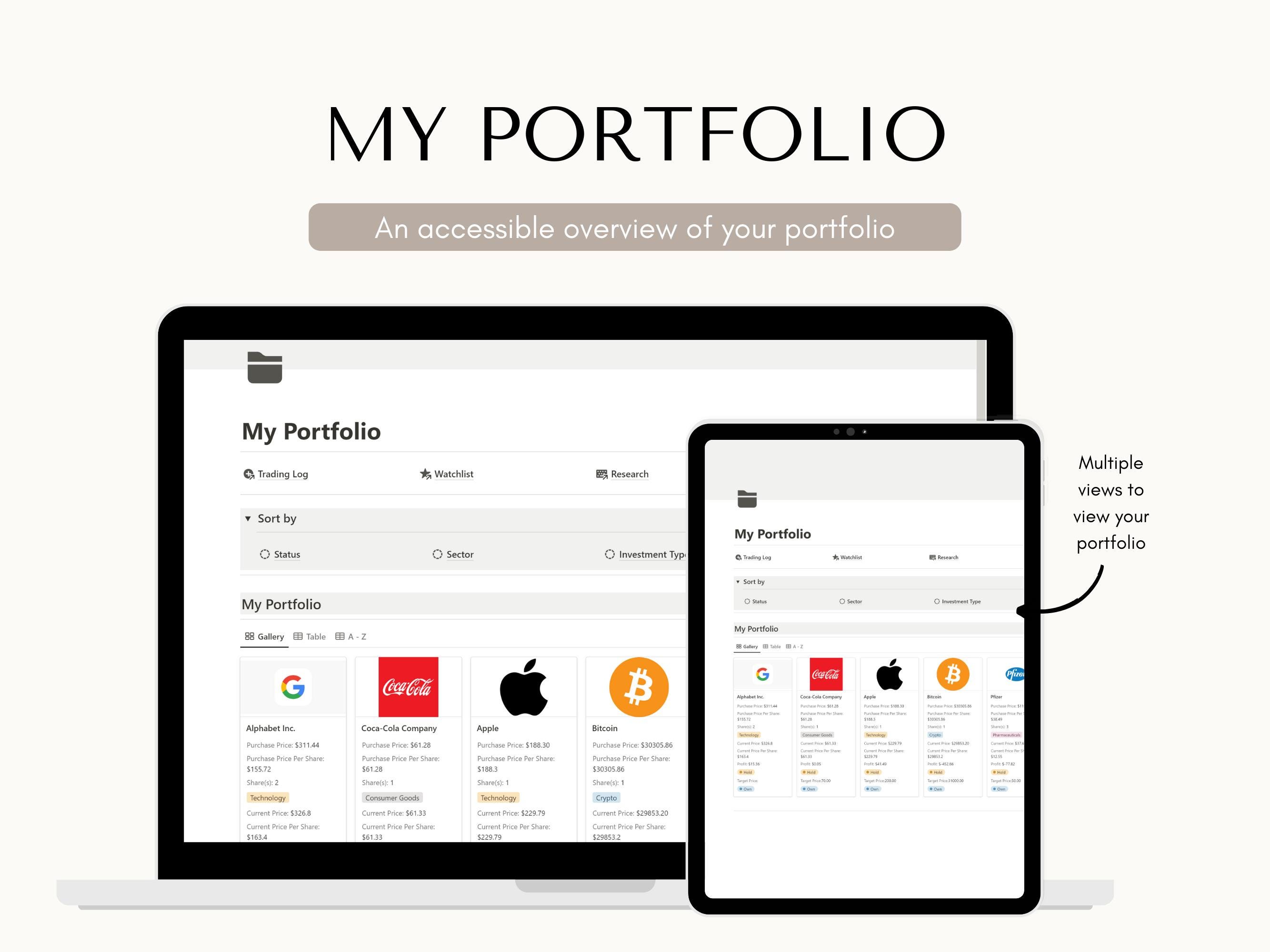 Notion Investment Tracker Template, Digital Portfolio Organizer, Stock ...