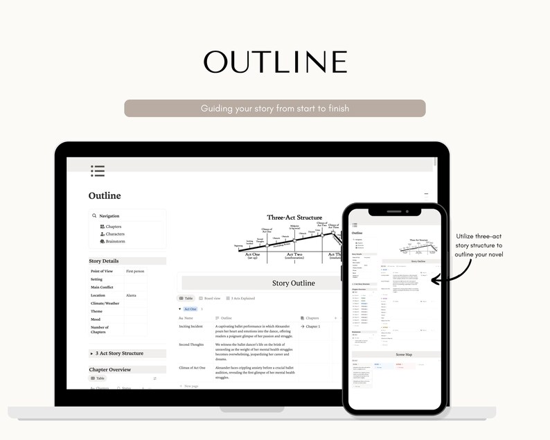 Planificador de novelas Notion, plantilla para escribir libros (descarga digital) imagen 4
