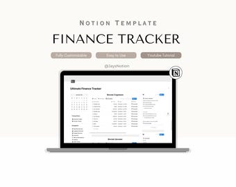 Plantilla de seguimiento financiero de Notion, panel de presupuesto (descarga digital)