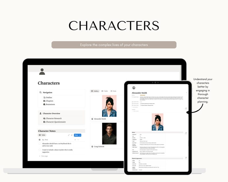 Planificador de novelas Notion, plantilla para escribir libros (descarga digital) imagen 6