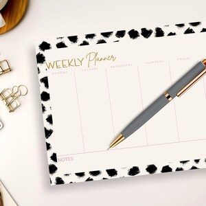 Weekly Planner Notepad Dalmatian Dot Weekly Desk Notepad, Weekly To Do Notepad, Desk Planners