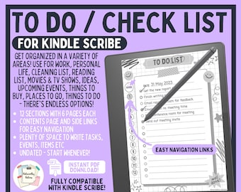 Kindle Scribe To Do List Planner Check List Planner Digital Template Instant Download PDF Undated Organizer Scribe Hyperlink PDF Template