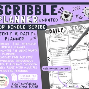 Kindle Scribe Scribble Planner Weekly & Daily Planner Quarterly Planner - 18 Weeks Digital Template Instant Download PDF Undated Planner