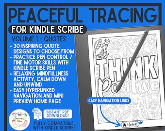 Kindle Scribe Peaceful Tracing Book Volume 1 - Inspiring Quotes Digital Template Instant Download PDF Clickable Links Scribe Mindfulness