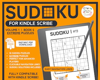 Kindle Scribe Sudoku Puzzle Book | Volume 1 Book 6 - Extreme Games | Digital Template | Instant Download PDF | Clickable Links for Scribe