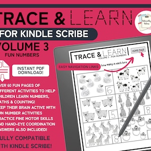 Kindle Scribe Trace and Learn Kids Book | Volume 3- Fun Numbers | Digital Template Instant Download PDF | Maths and Numeracy Practice