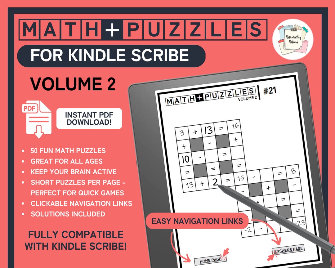 Kindle Scribe Math Puzzle Book | Volume 2 | Digital Template | Instant ...