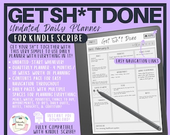 Kindle Scribe Get Sh*t Done Undated Daily Planner | Daily Organizer | Quarterly Planner - 18 Weeks | Digital Template Instant Download PDF