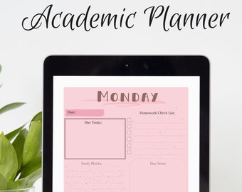 homework planner Academic Planner Student College Grad School 2023 Organization Day of The Week Study Tips Homework Tracker Assignment Organizer Goals
