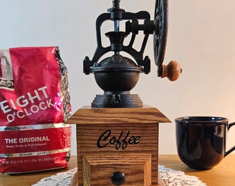 Decorative/Functional /Rustic, Handmade Oak Coffee Grinder Vintage Style