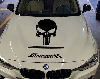 LARGE Punisher Skull Car Bonnet Sticker Vinyl Graphics Decals Van - Any Colour