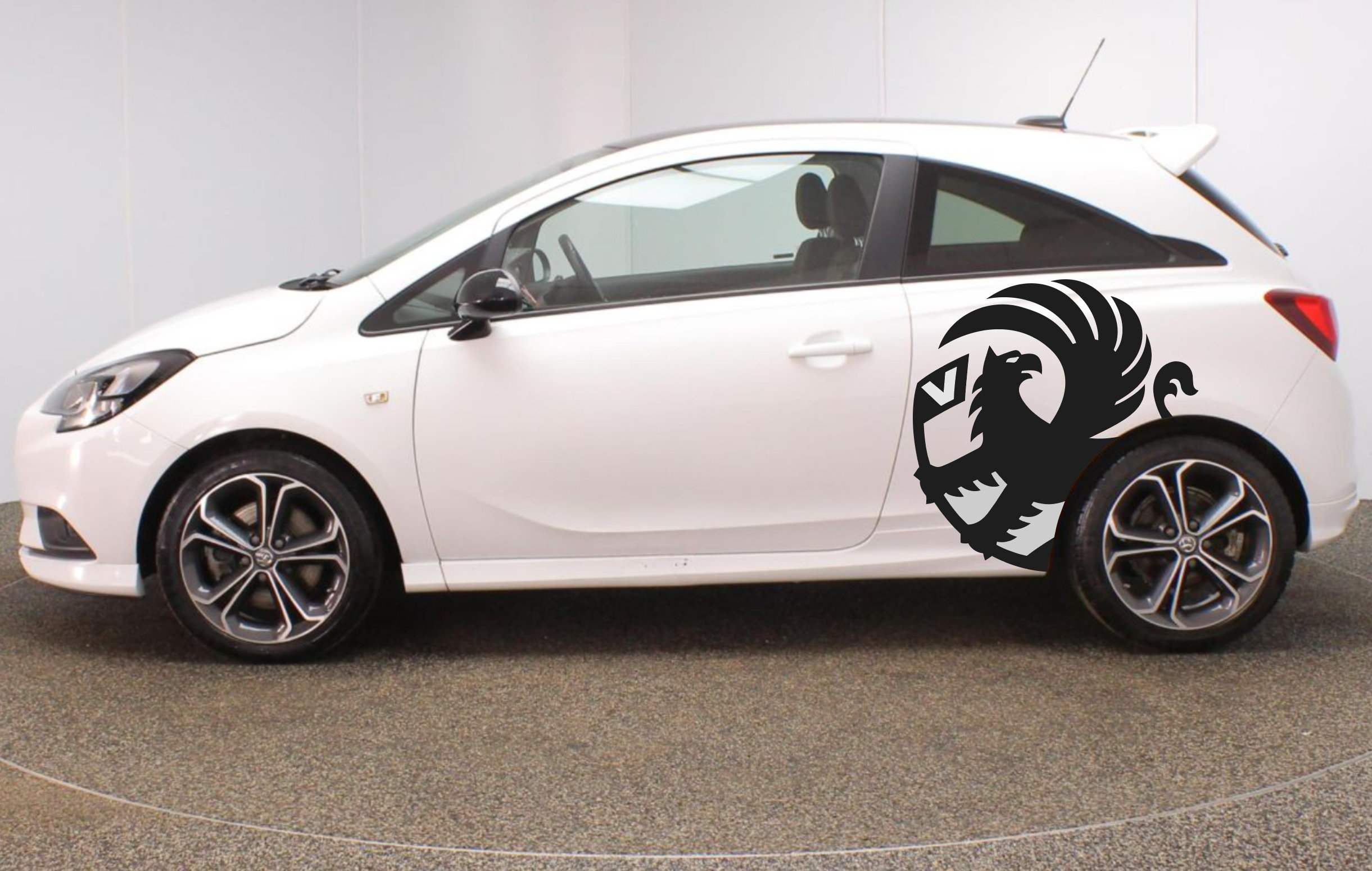 erreinge Sticker Compatibile per Opel Corsa C Down out Dub JDM Tuning Adesivo Sagomato in PVC per Auto Lunotto Finestrino - cm 35