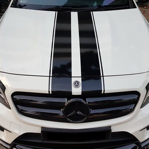 Mercedes Benz Car Bonnet Stripes Vinyl Decals Racing AMG Sport Stickers Racing