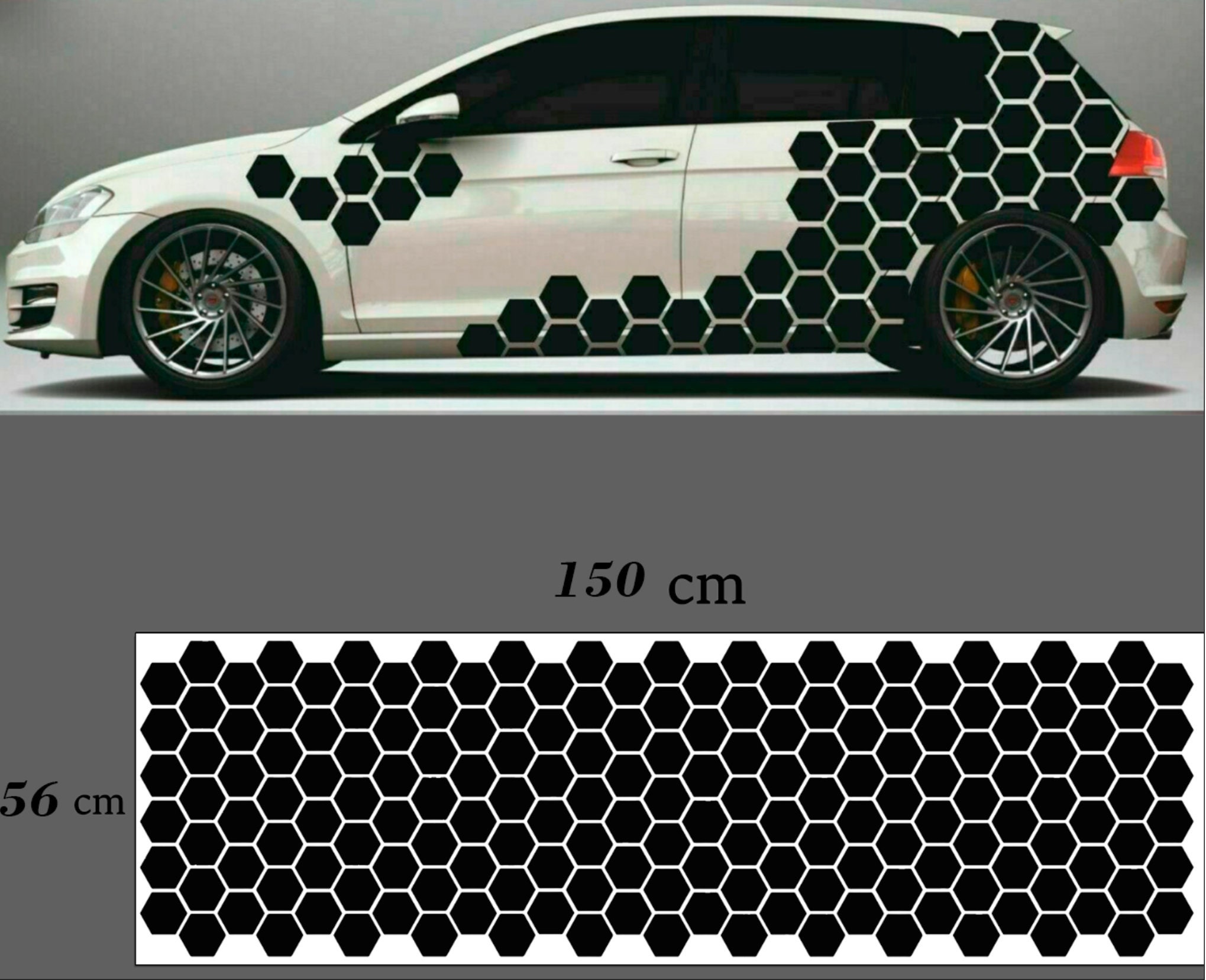 Car Camouflage Kit Solid Hexagon Honeycomb Side Stickers Decals Graphic Adhesive