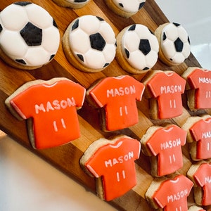 Football Party Favour Biscuits - Personalised - Footballs and Shirts - Birthday Biscuits - Football Cookies
