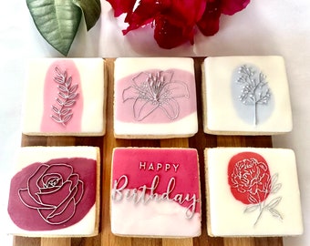 Personalised Flower Biscuits - Happy Birthday Biscuits - Thank you - Teacher Appreciation Gift - Thinking of You Biscuits - Letter Box Gift