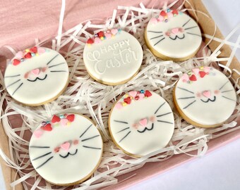 Preorder - Easter Bunny Face Biscuits - Easter Rabbit Cookies - Easter Gift - Letterbox Easter Biscuits - Vegan and Gluten Free options