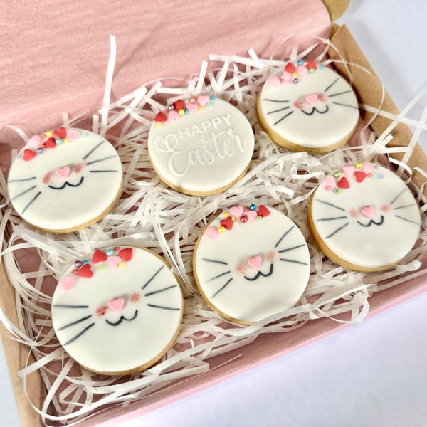 Preorder - Easter Bunny Face Biscuits - Easter Rabbit Cookies - Easter Gift - Letterbox Easter Biscuits - Vegan and Gluten Free options