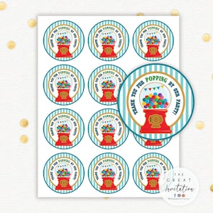 Bubblegum Party Stickers instant download, Bubblegum Sticker, Bubble gum Tags, Bubble gum labels, Bubble gum Party Stickers, PNG, JPG